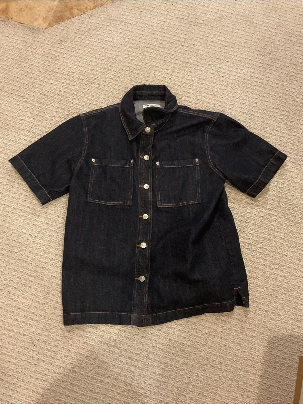Princess Polly Dark Indigo Short-Sleeve Denim Shirt